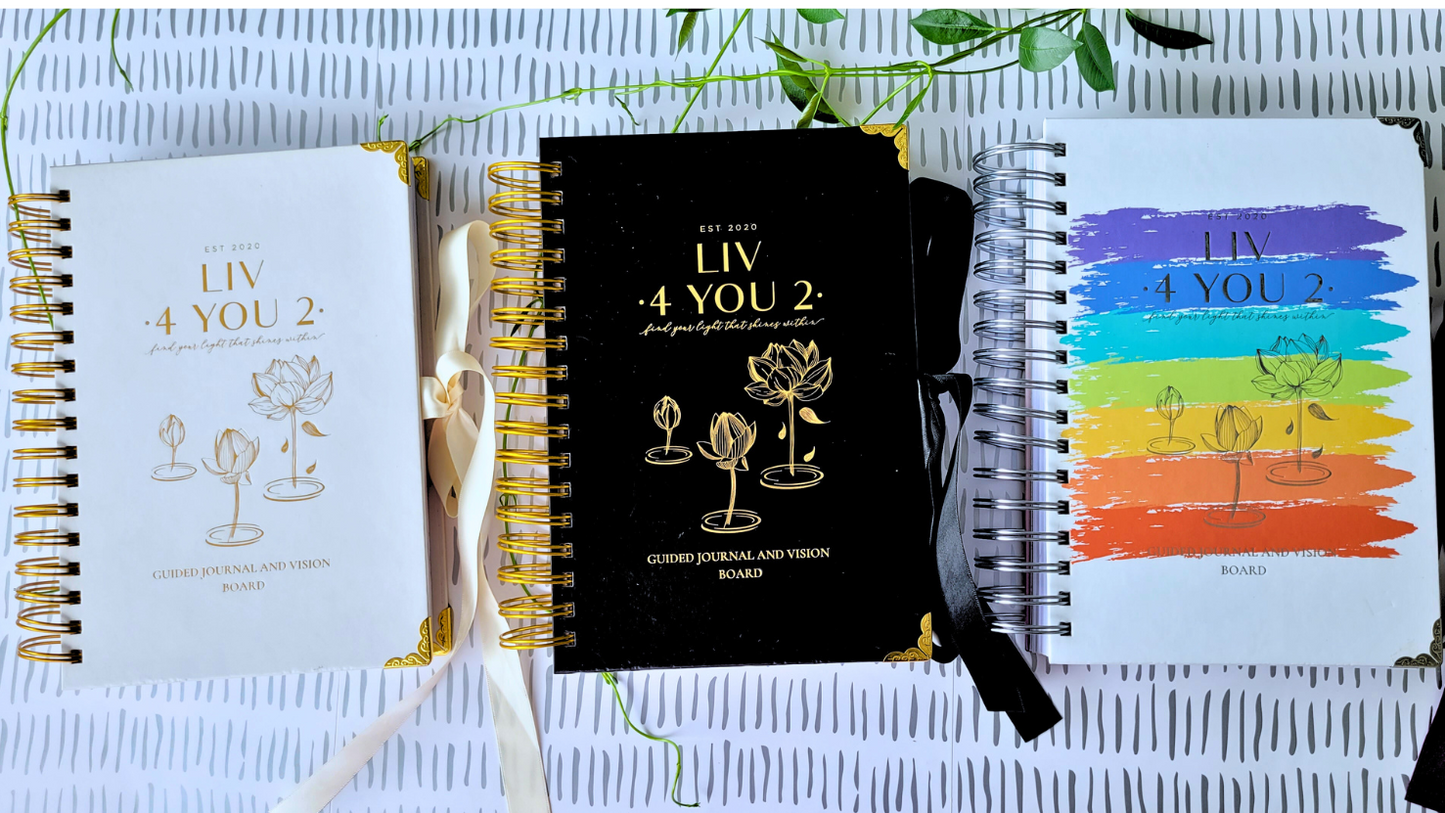 Liv 4 You 2- All 3 versions of Manifestation Guided Journal ad Vision Board