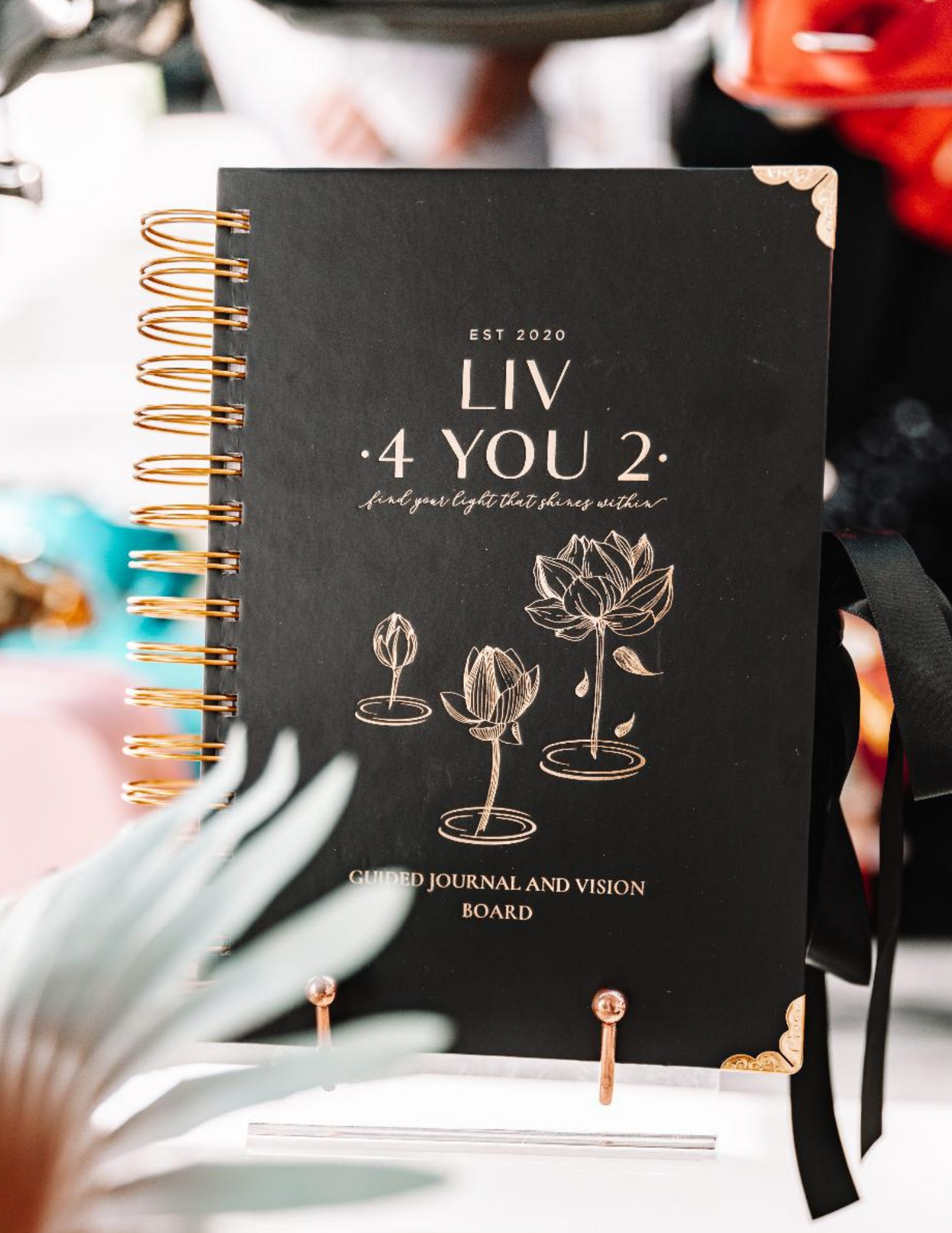 Liv 4 You 2- Black and Gold hardcover manifestation guided journal and vision board.