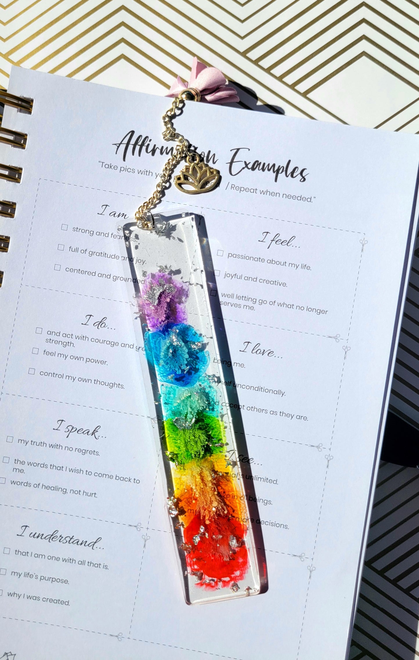 Liv 4 You 2: 7 Chakra Handmade Resin Bookmark