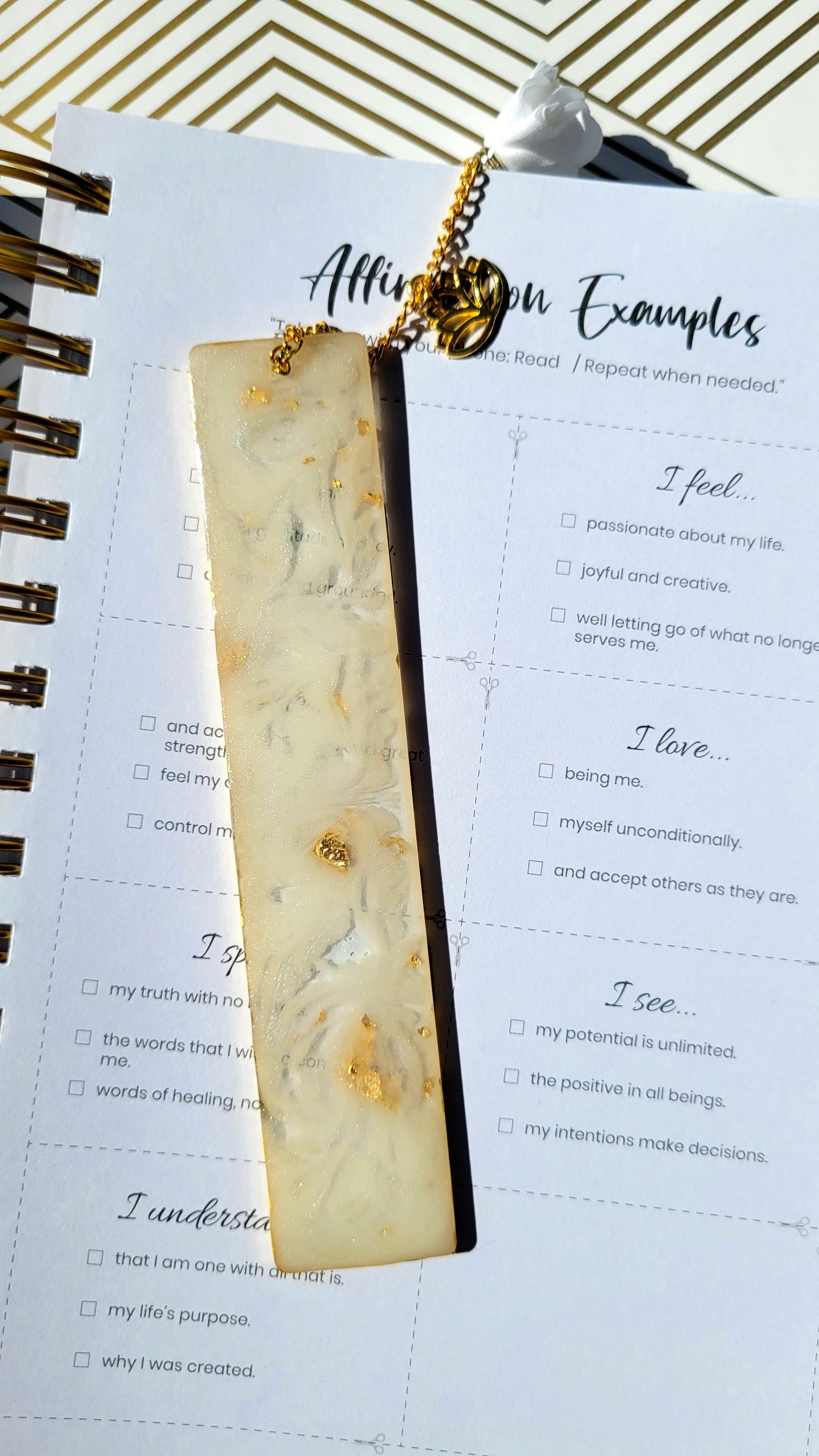 Liv 4 You 2: Cream resin bookmark on Affirmation Example Page