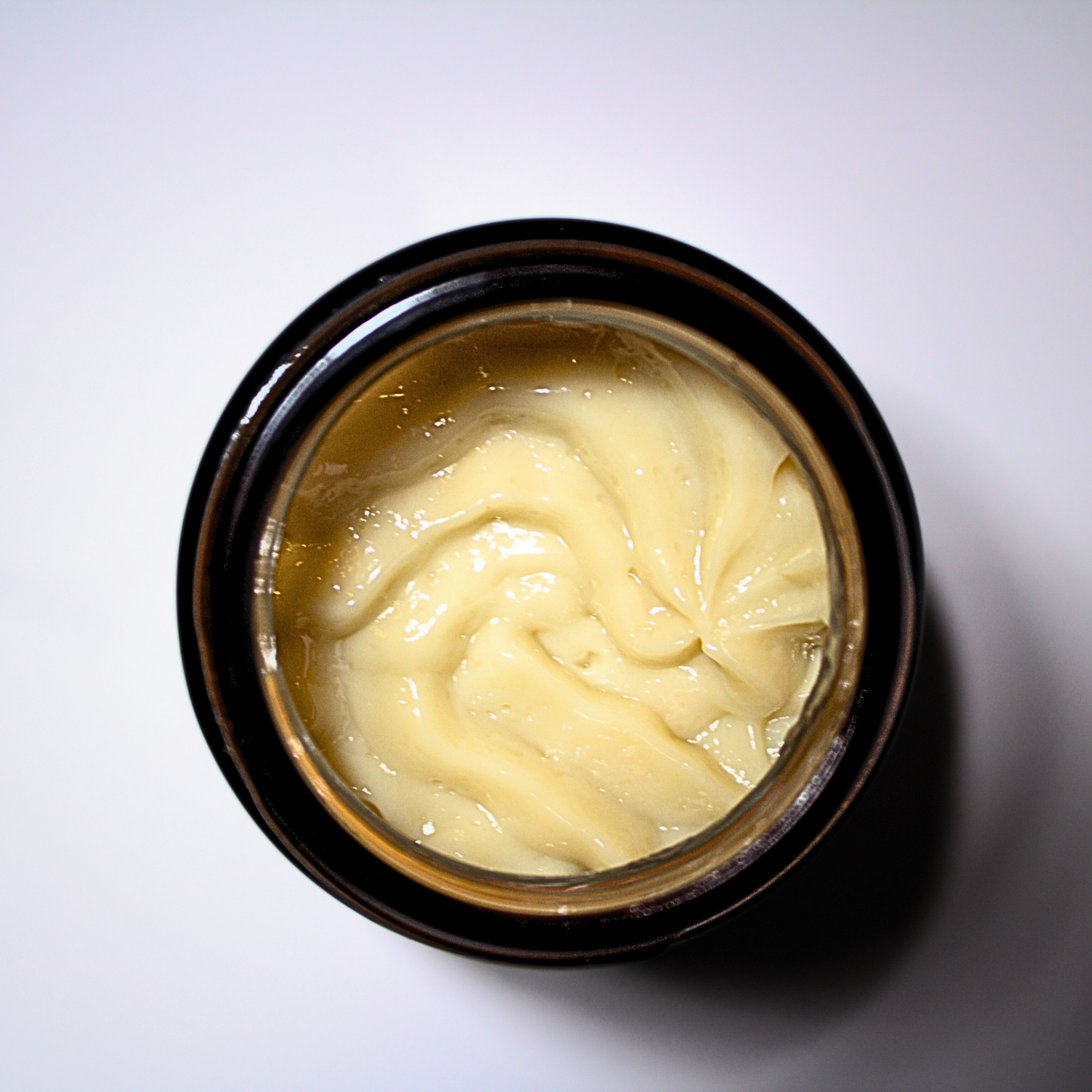 Whipped Magnesium Butter in amber glass jar, top view for Liv 4 You 2