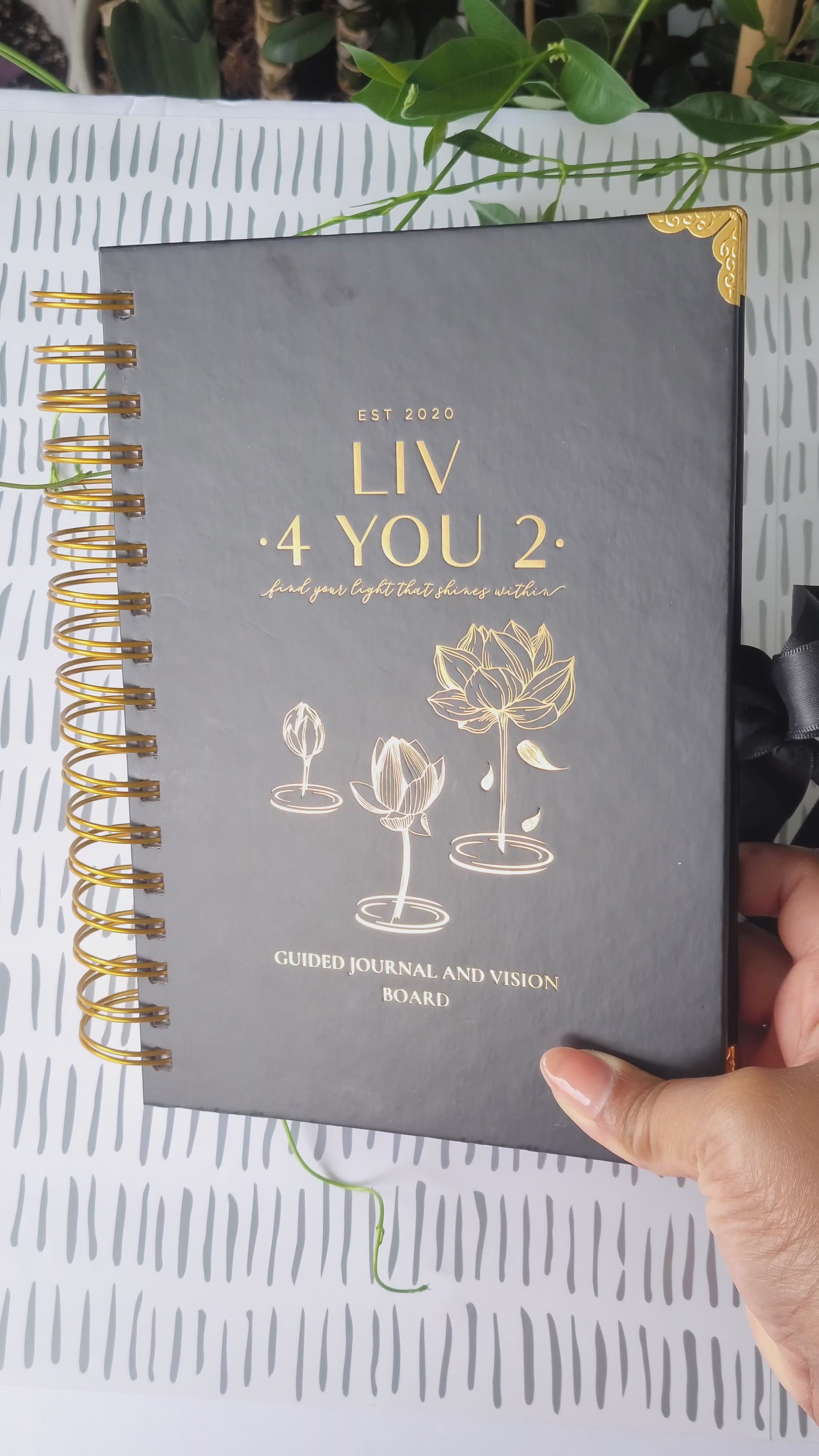 Liv 4 You 2 Liv 4 You 2 Black and gold hardcover manifestation guided journal and vision board video of gold foil.